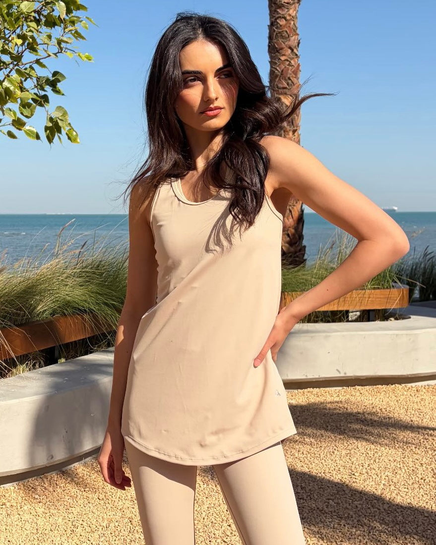 Cream loose Tank Top