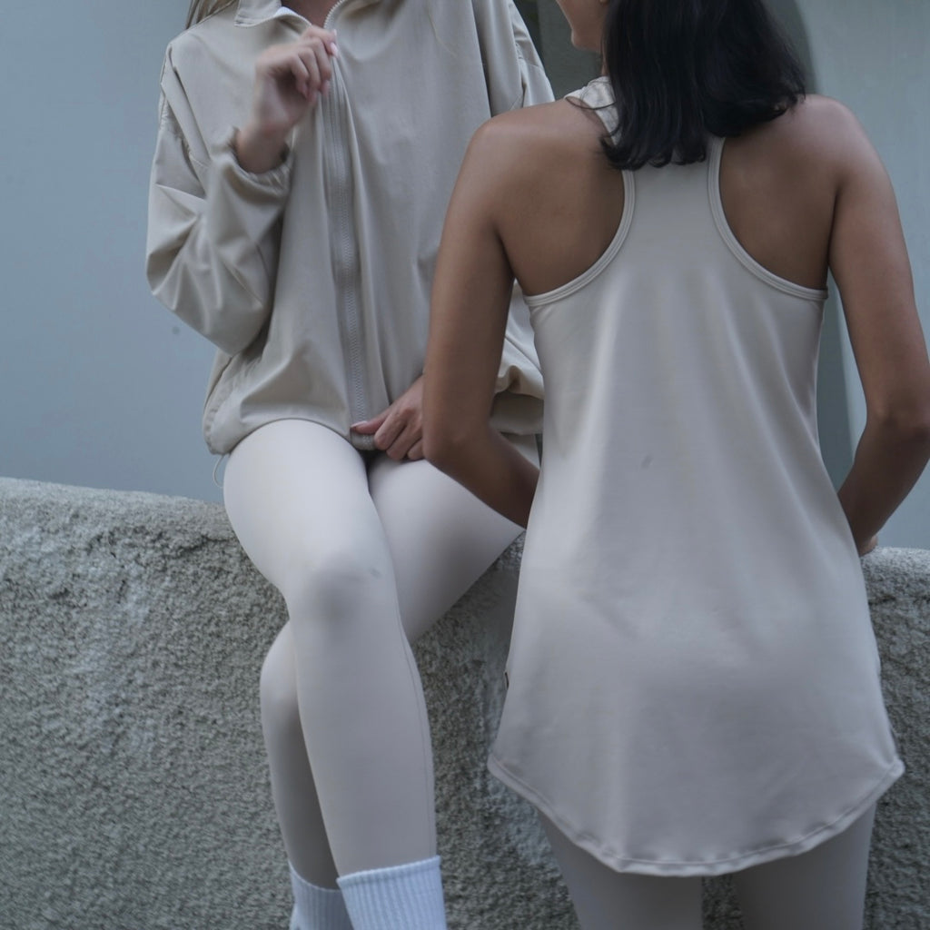 Cream loose Tank Top